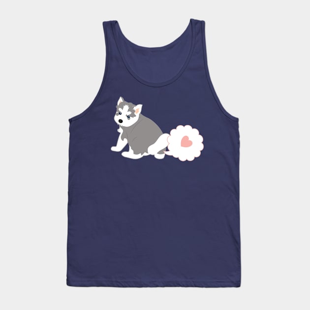 Farting Siberian Husky Puppy Tank Top by LulululuPainting